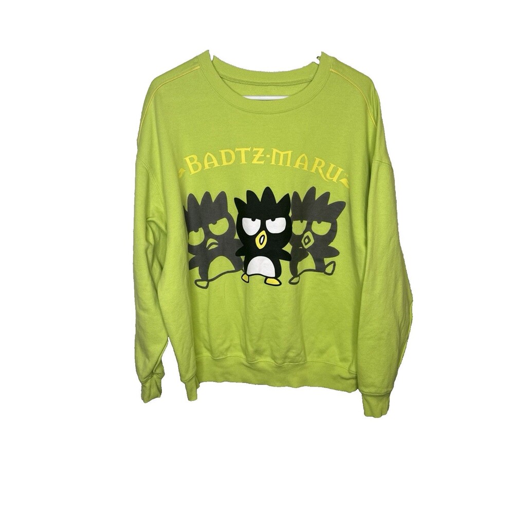 Sanrio Badtz Maru Mens Womens Size 2XL Green Fleece Sweatshirt Pullover 2XL XXL